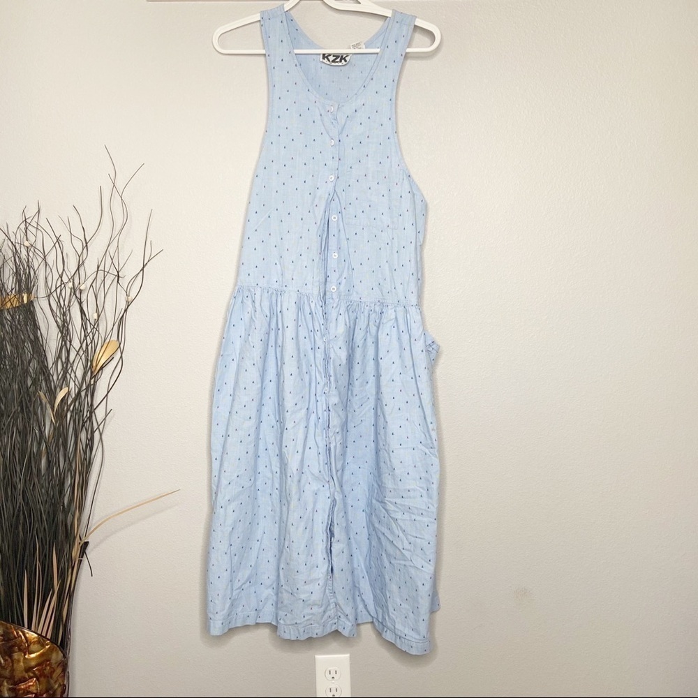 Vintage denim multicolored prairie dress Medium